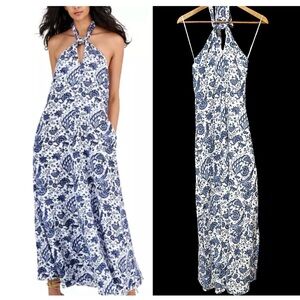 INC Halter Maxi Dress Printed Rayon | Macy’s Exclusive S | Boho Chic Resortwear